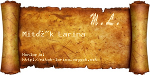 Miták Larina névjegykártya